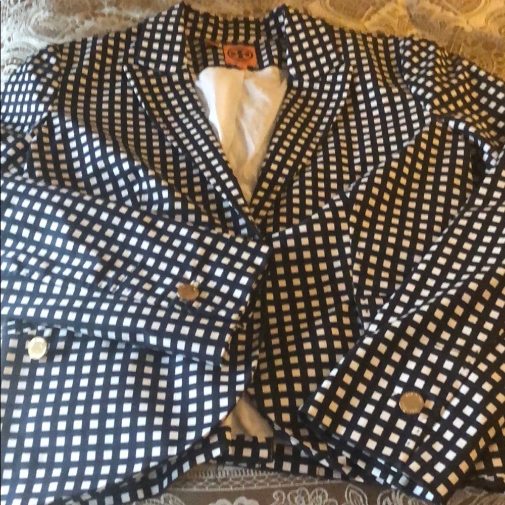 Tory Burch Blue and White Blazer